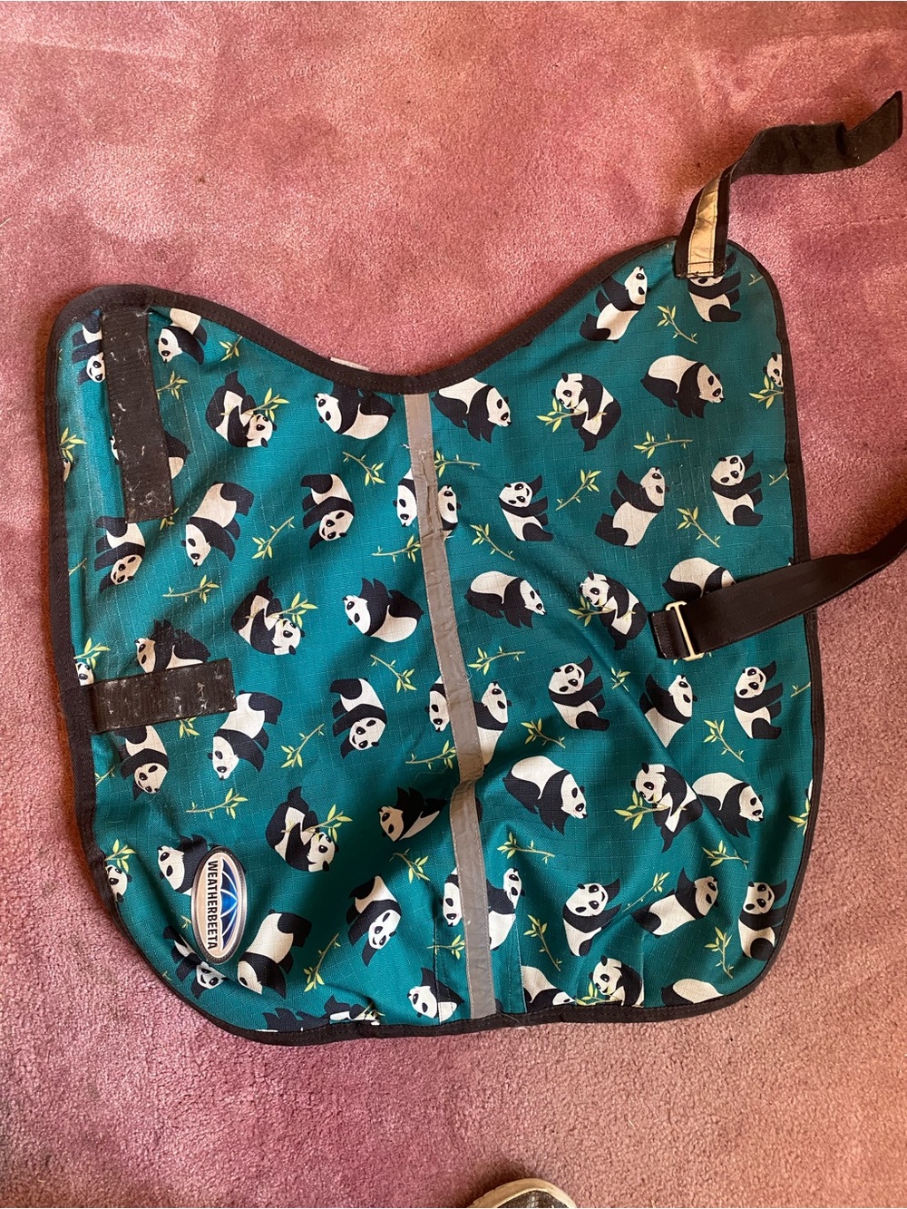 Teal Panda Print Weatherbeeta Dog Coat - Durable Pet Comfort